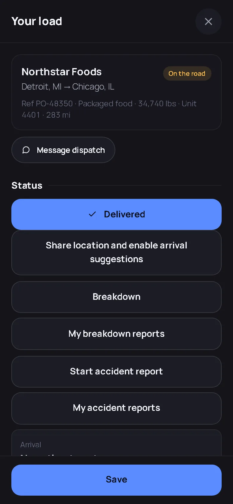 MileBrain driver load screen